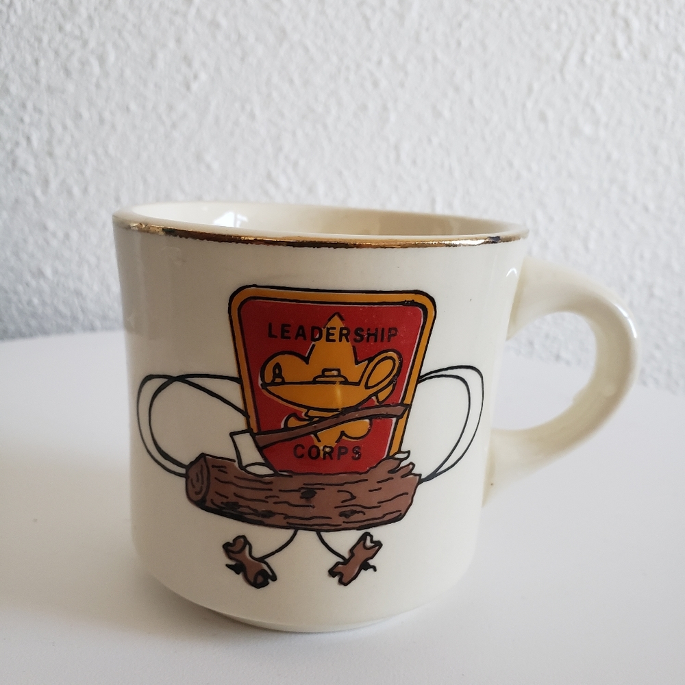 #Vintage Boyscouts Mascot Leadership  Corps Ceramic Mug Made in USA
